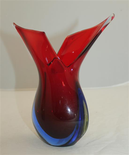 Ten Murano Sommerso and coloured glass fish-form vases, 1950s-70s, 15cm - 31.5cm